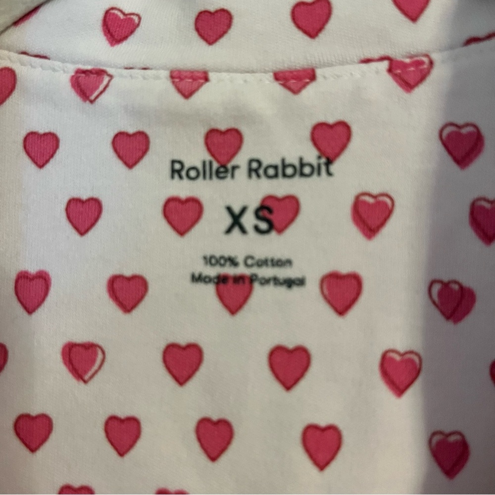 Roller Rabbit women's pink hearts short sleeve pajama top XS extra small - Picture 7 of 9